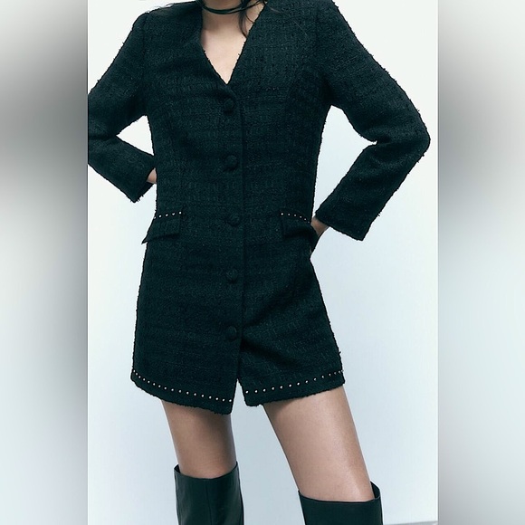 Zara textured studded blazer jacket new - Picture 4 of 7